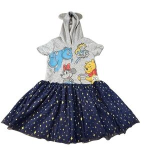 Disney 100 Girls Hooded Dress with Blue Tulle Skirt Size M (7/8)